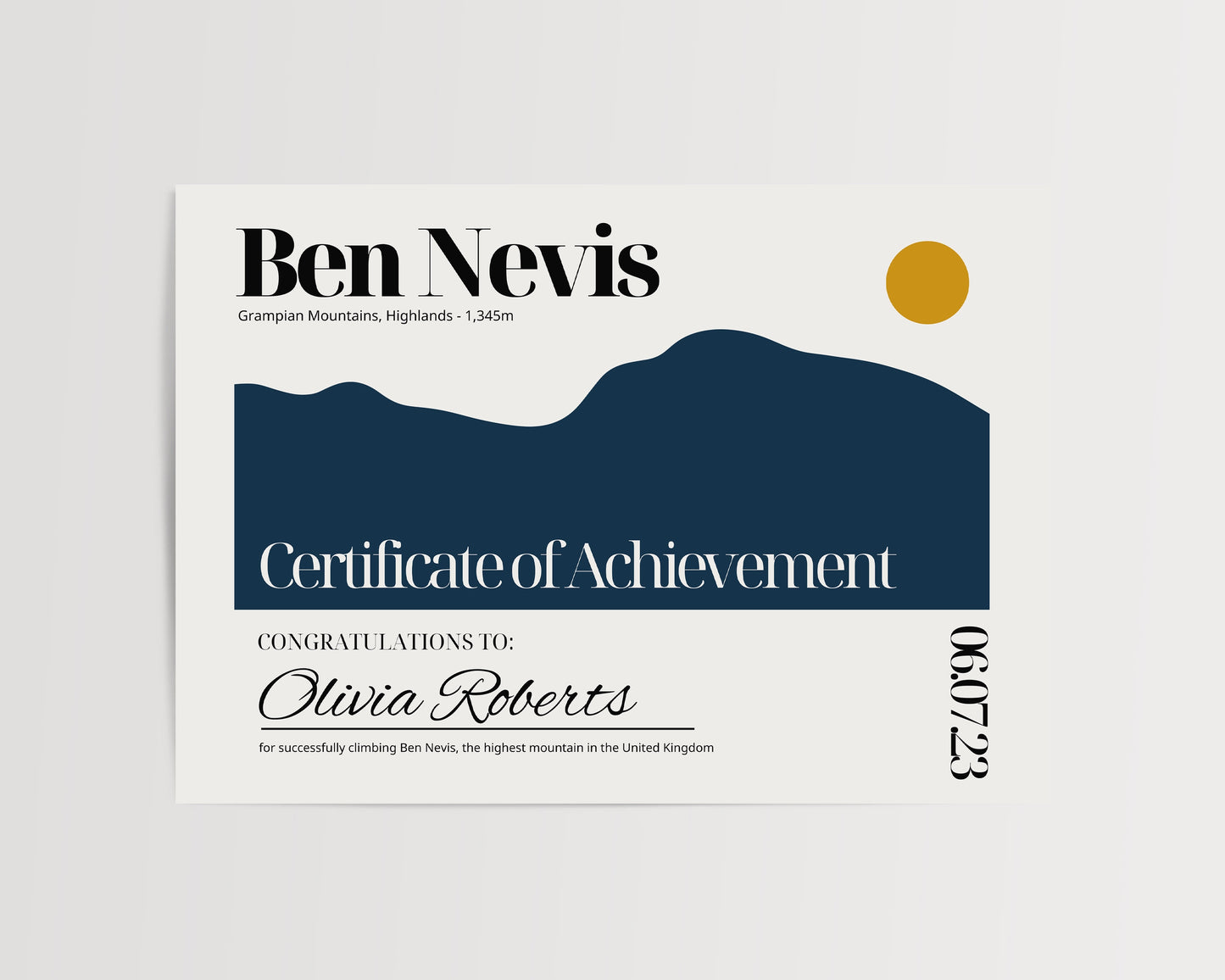 Ben Nevis Certificate - Ben Nevis Certificate Personalised
