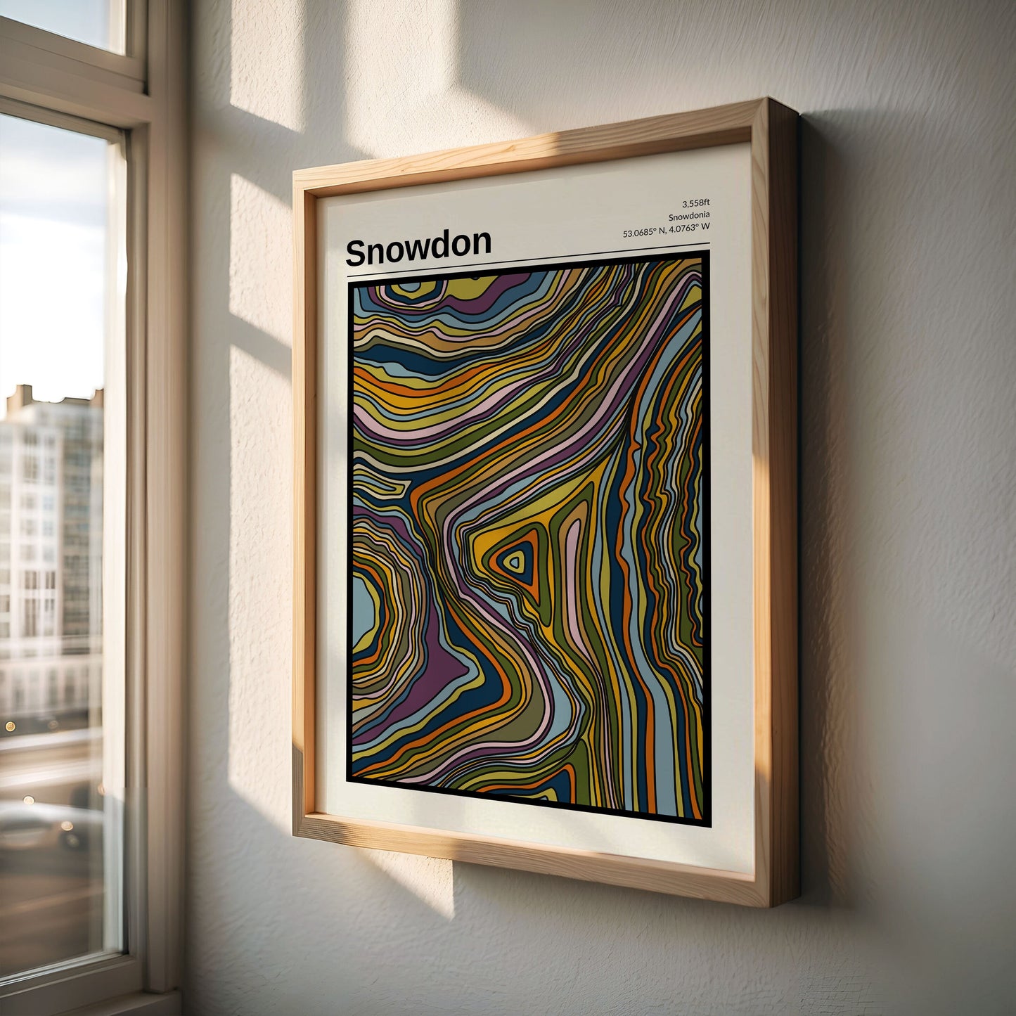 Snowdon Contour Map Print, Snowdon Artwork, Mountain Print