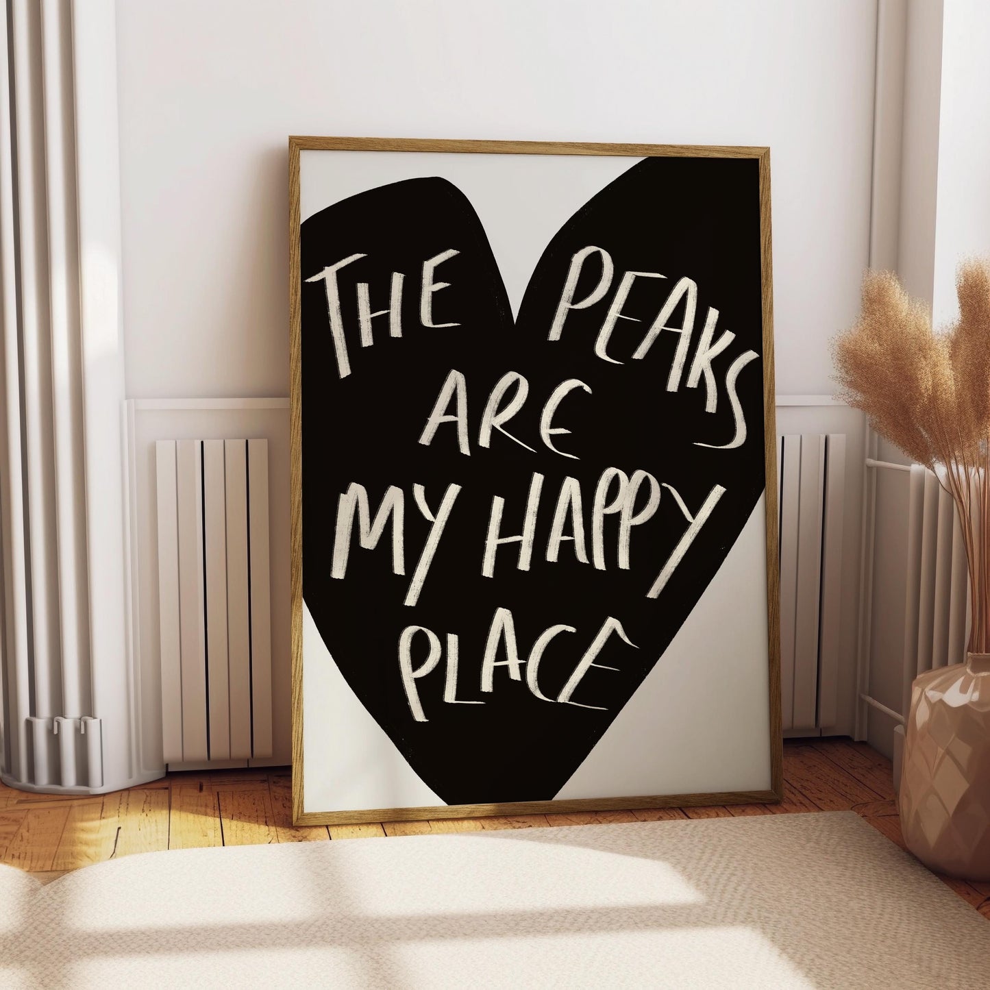 Peak District Quote - Peak District Typography - The Peaks are my Happy Place Print - Hand Drawn Art Print - Unique Peak District Poster