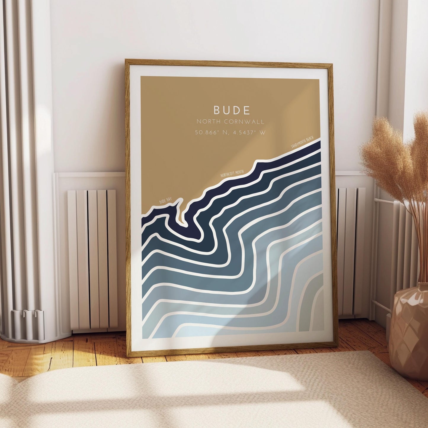 Bude Coastline Print - Bude Print - Coastal Wall Art - Seaside Travel Poster