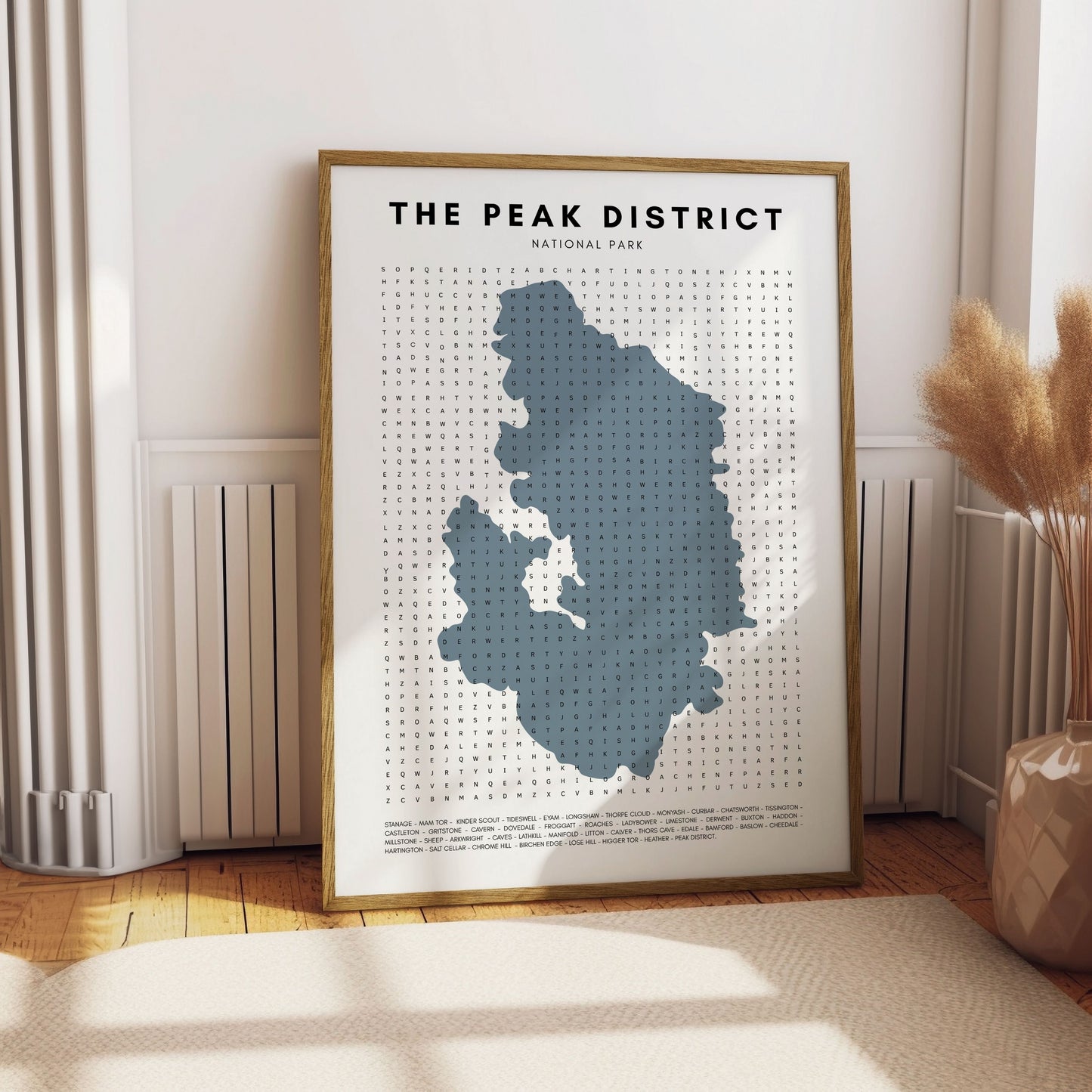 Peak District Print - Word Search, Peak District Minimalist Print, Fun Bathroom Print