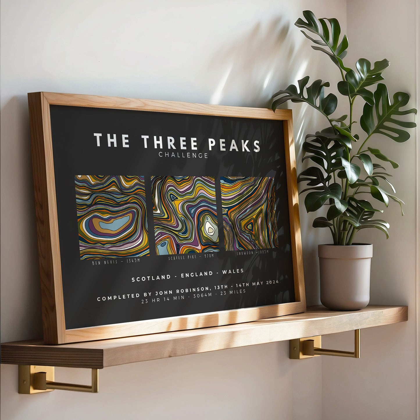 Three Peaks Challenge Contour Print