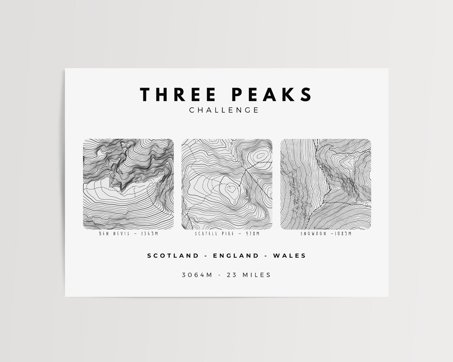 Three Peaks Challenge Print, National 3 Peaks, Three Peaks Print