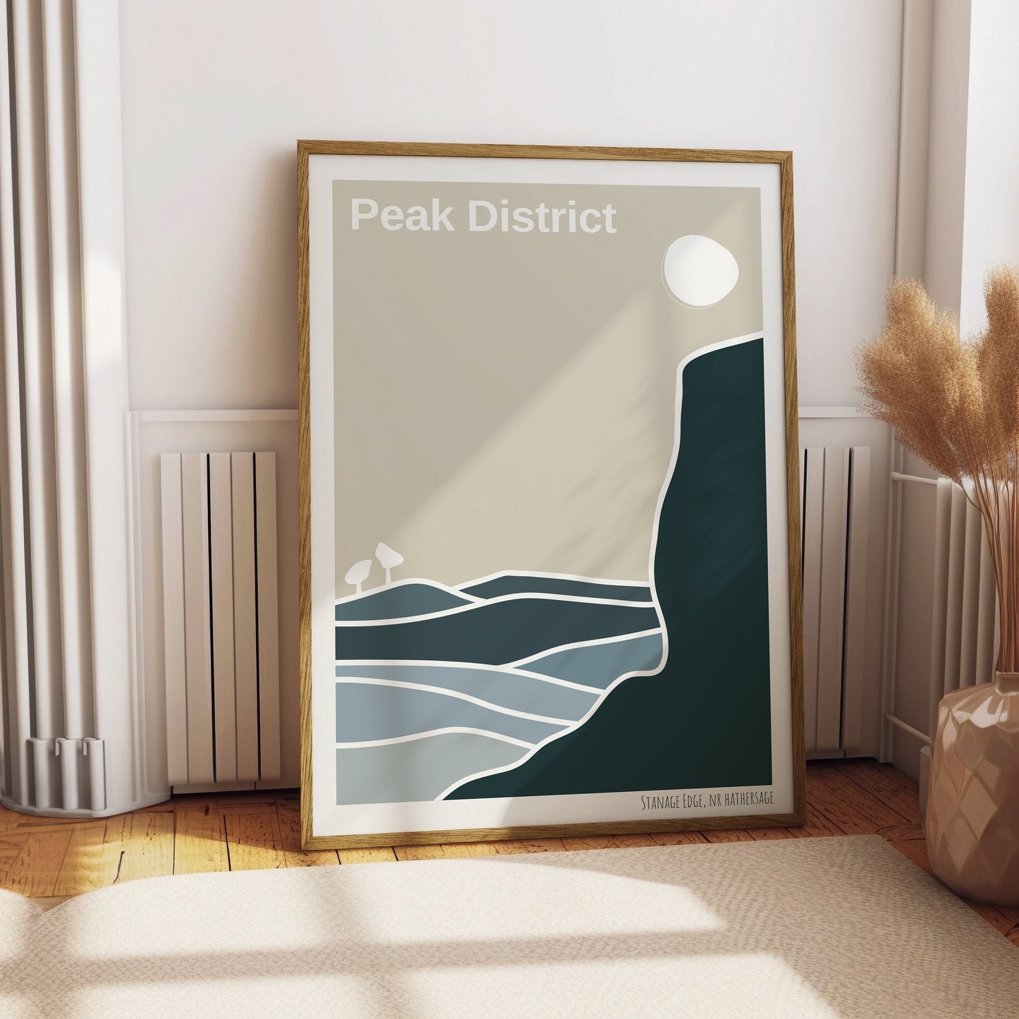 Peak District National Park Poster, Minimalist Print, Stanage Edge