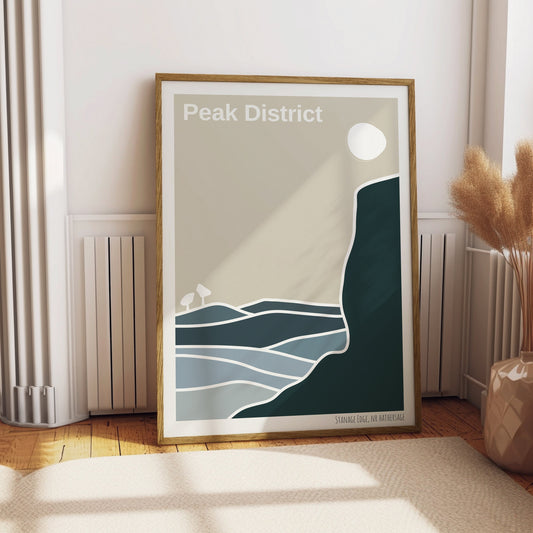 Peak District National Park Poster, Minimalist Print, Stanage Edge