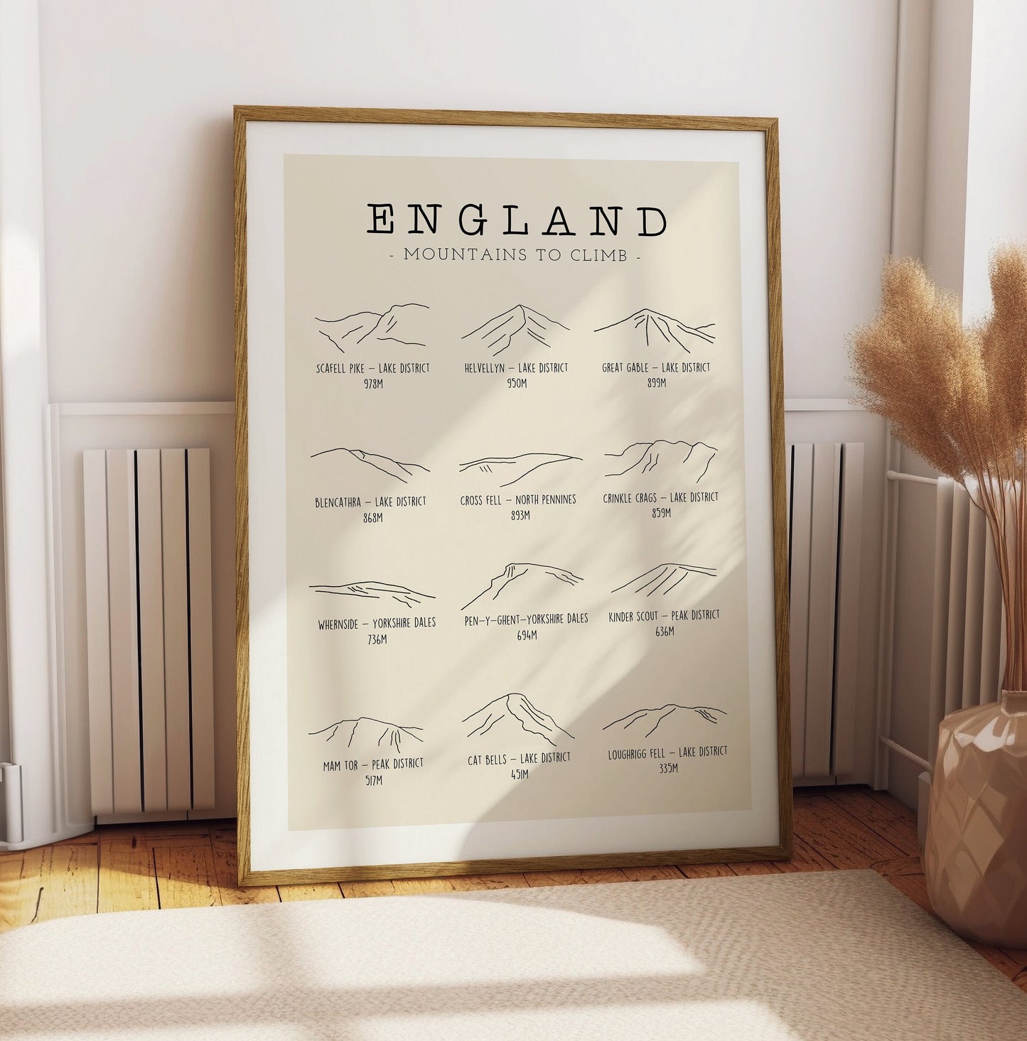 England Mountain Line Art - Mountain Print