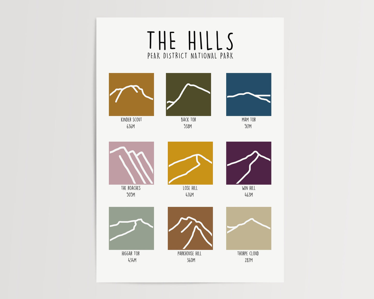 The Hills Print - The Peak District Print, Peak District National Park Print, Minimalist Line Art