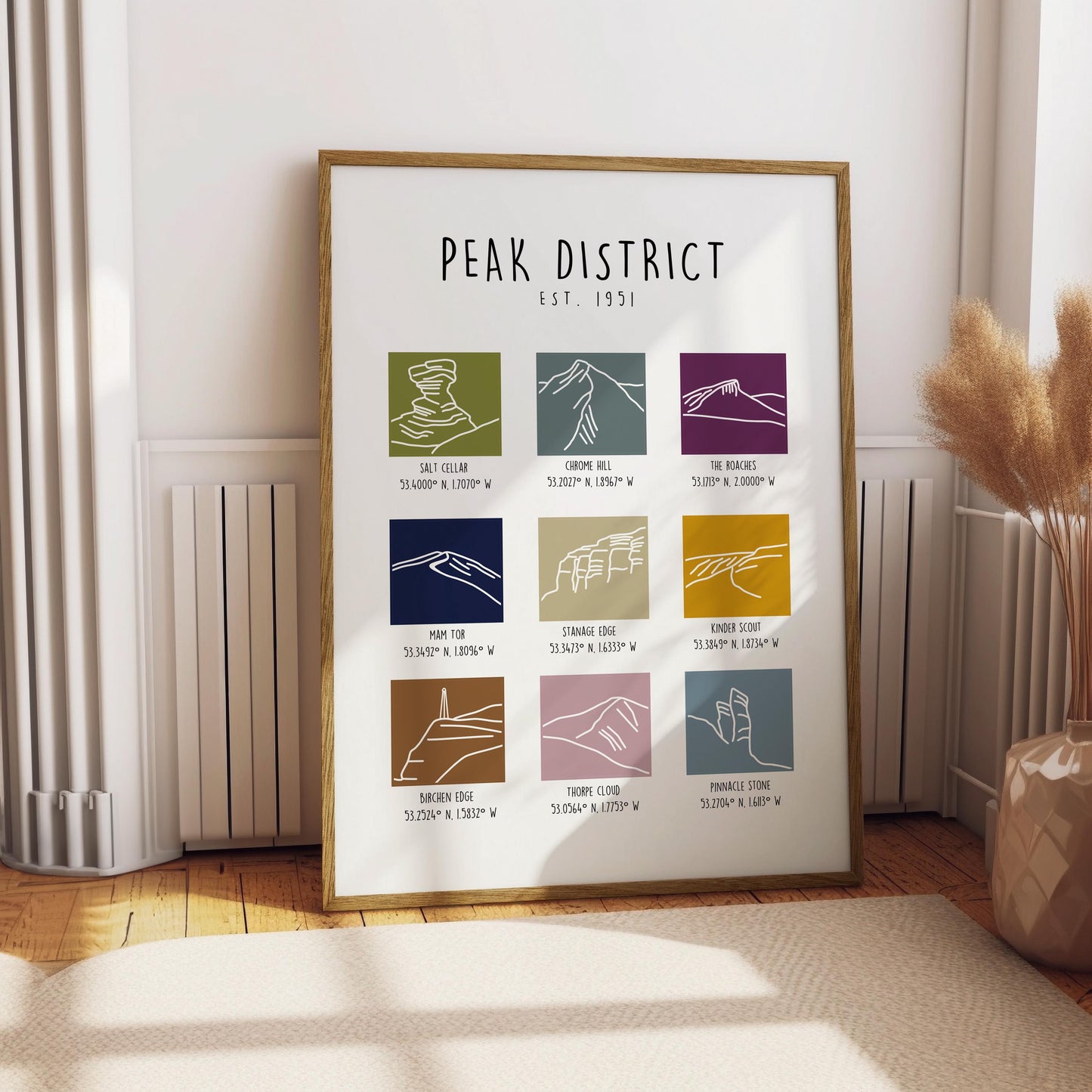 Peak District Print, Peak District Landmarks Print, Hand Illustrated