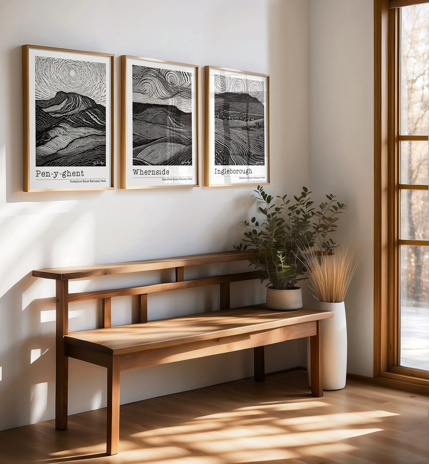 Yorkshire Three Peaks Print Bundle - Set of 3 Yorkshire Prints - Pen-y-ghent, Whernside, Ingleborough