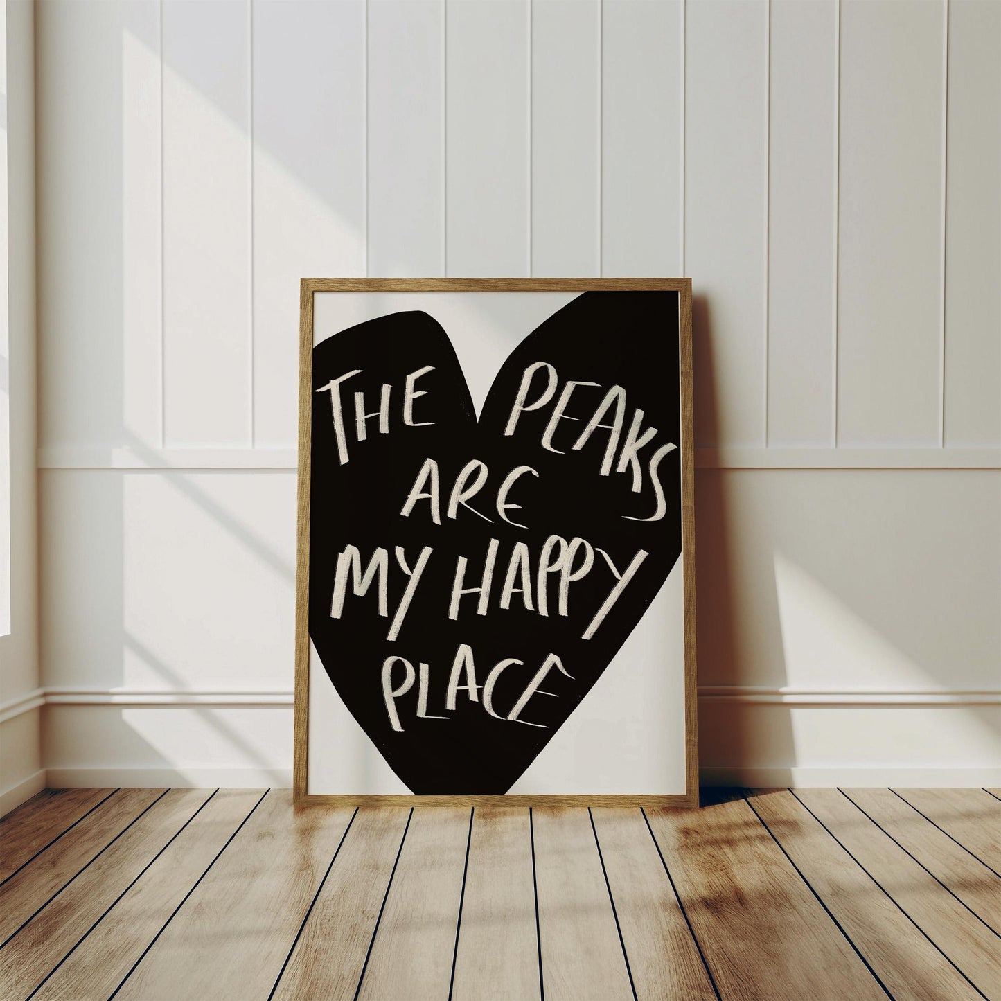 Peak District Quote - Peak District Typography - The Peaks are my Happy Place Print - Hand Drawn Art Print - Unique Peak District Poster