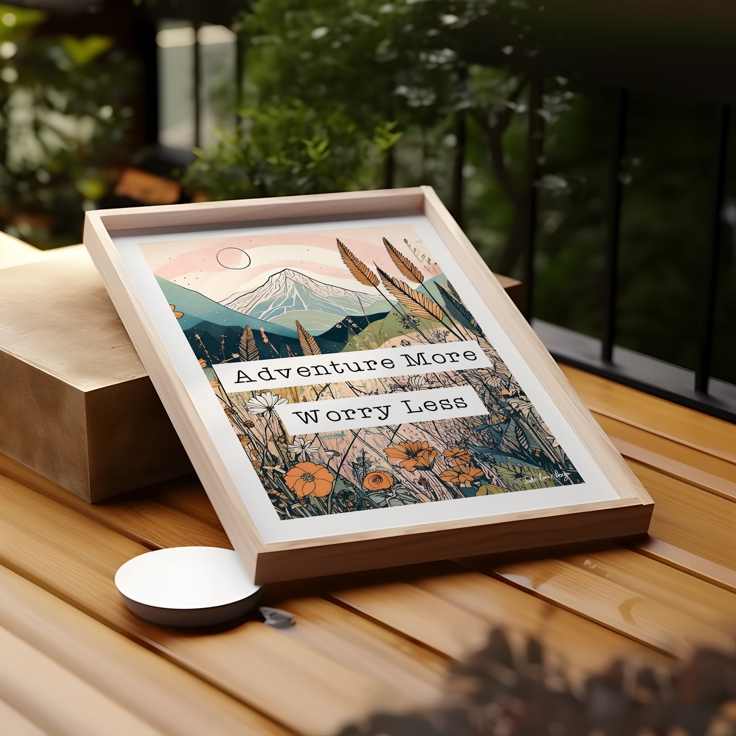 Adventure More Worry Less Retro Typography Print - Wildflowers, Pretty