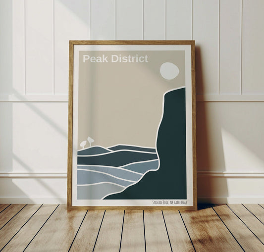 Peak District National Park Poster, Minimalist Print, Stanage Edge