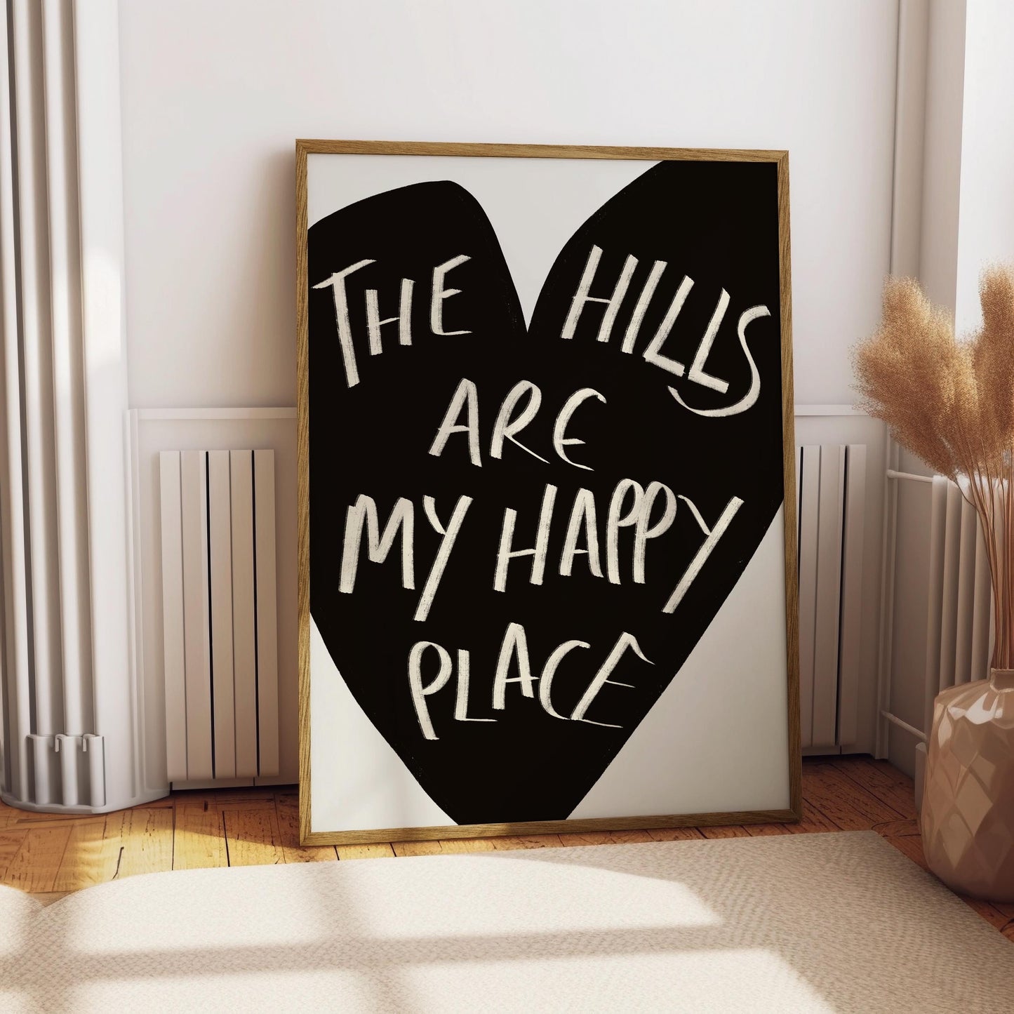 Hills Quote - Hiking Typography Print - The Hills are my Happy Place Print