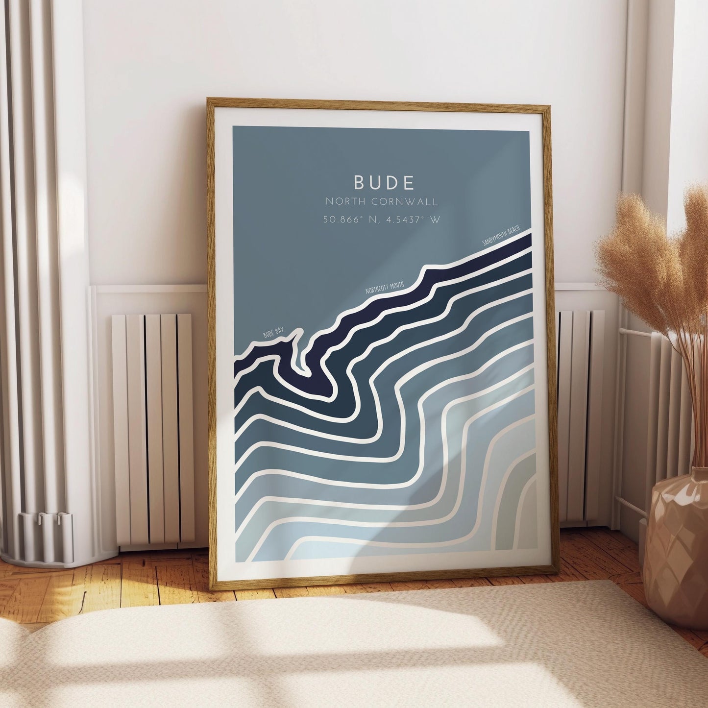 Bude Coastline Print - Bude Print - Coastal Wall Art - Seaside Travel Poster