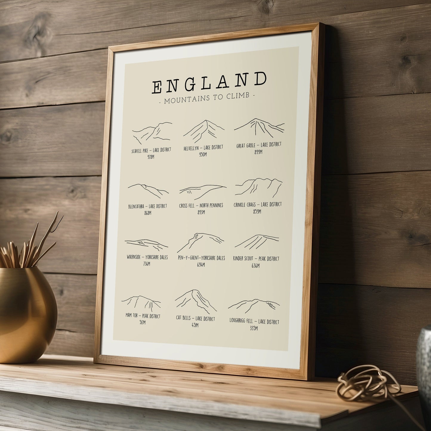 England Mountain Line Art - Mountain Print
