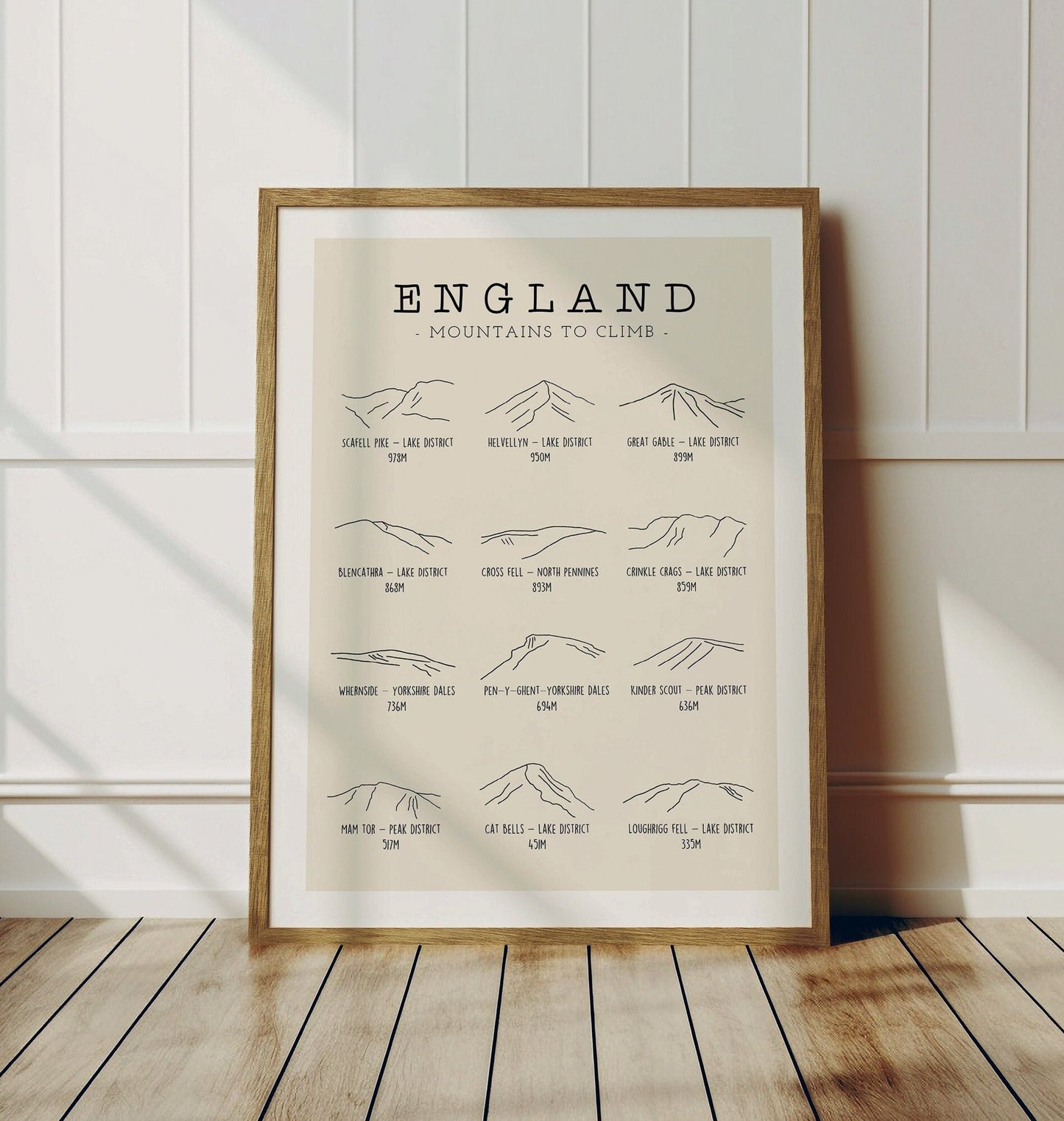 England Mountain Line Art - Mountain Print