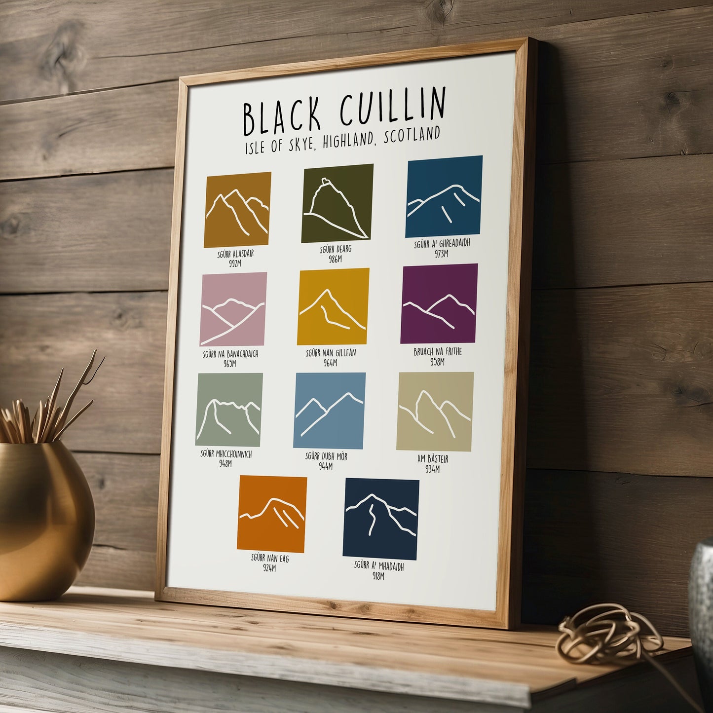 The Black Cuillin - Isle of Skye Print - Scottish Mountain Print - Hand Illustrated Mountain Line Art