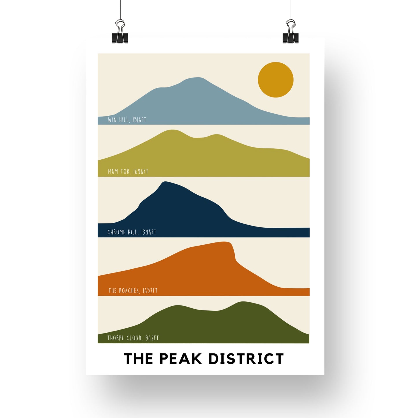 Peak District Print, Peak District Silhouette National Park Print