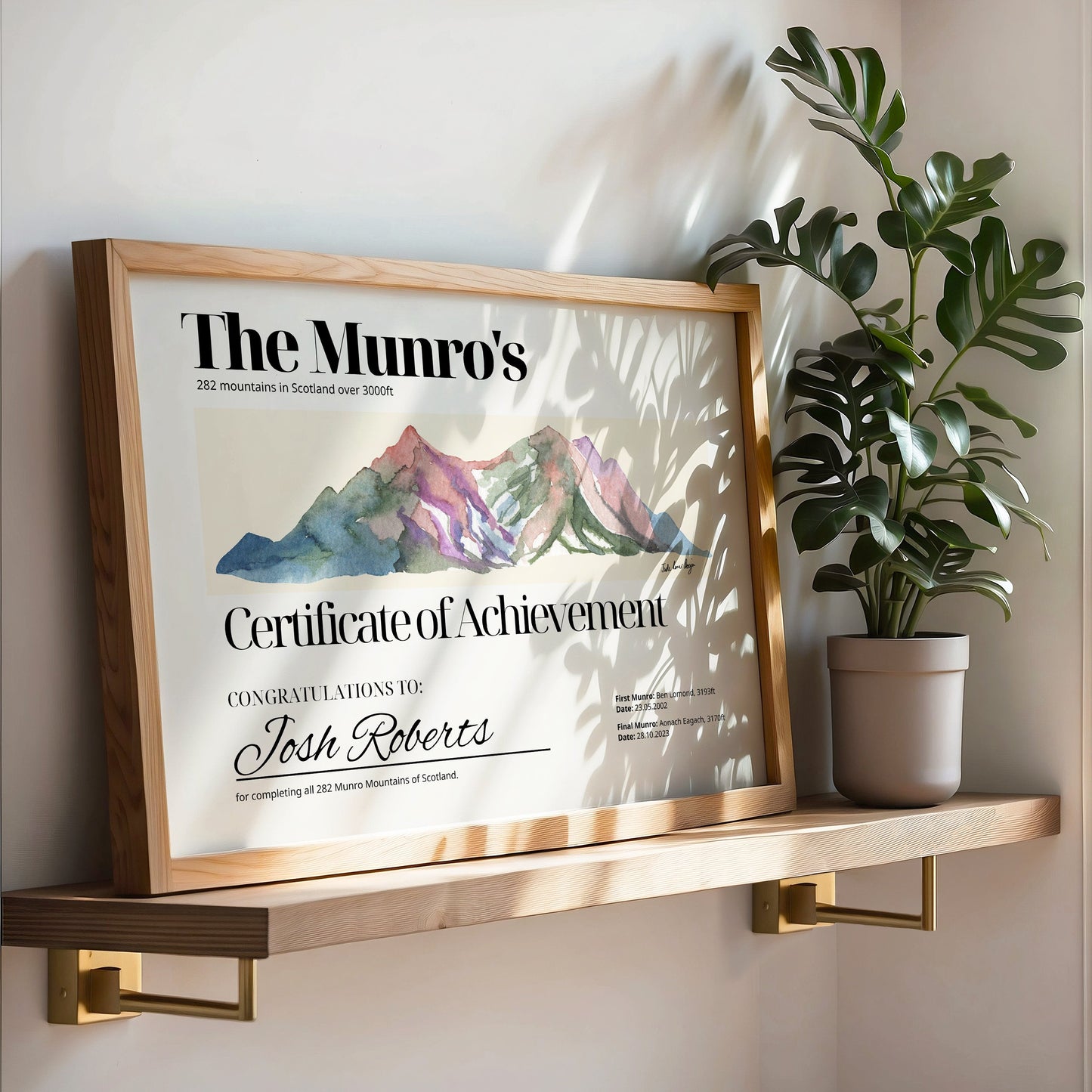 Munro Certificate - Completed 282 Munro Certificate - Munro Bagging