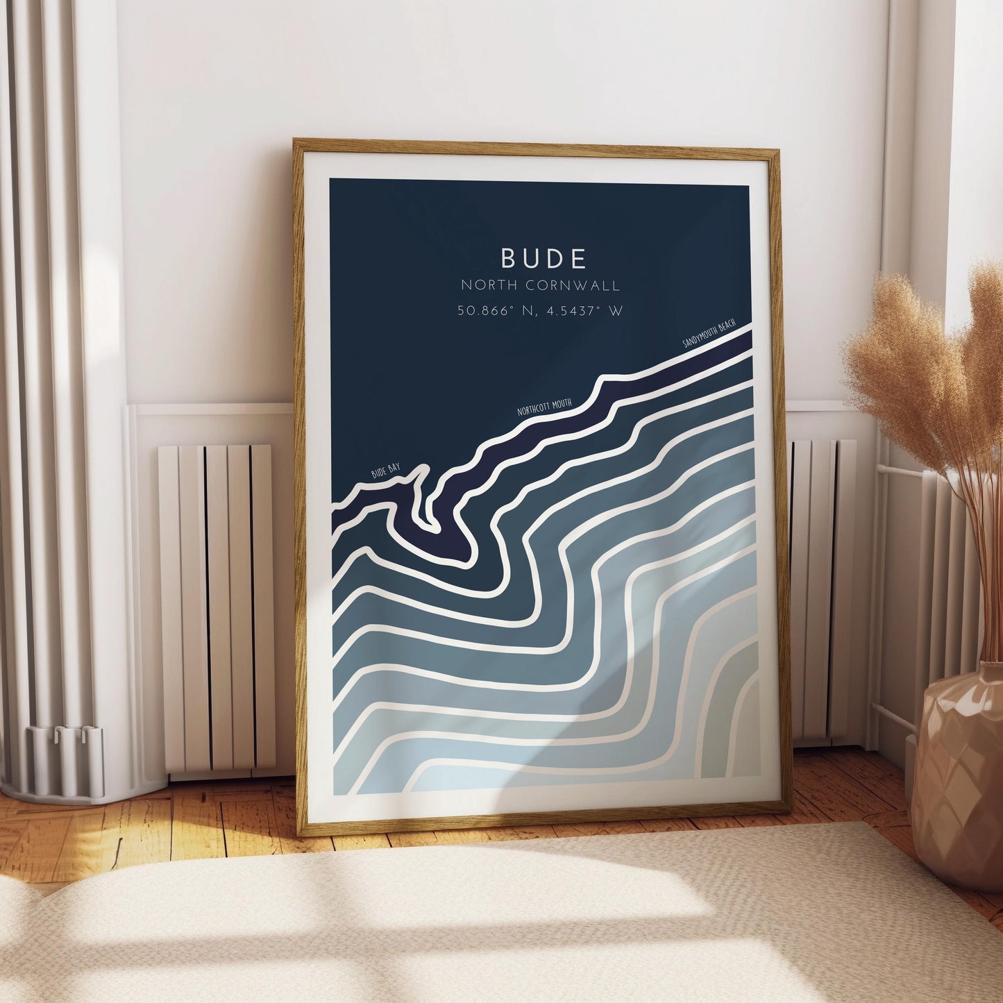 Bude Coastline Print - Bude Print - Coastal Wall Art - Seaside Travel Poster