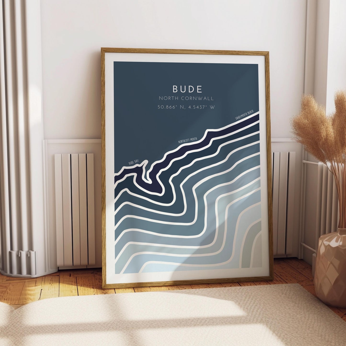 Bude Coastline Print - Bude Print - Coastal Wall Art - Seaside Travel Poster