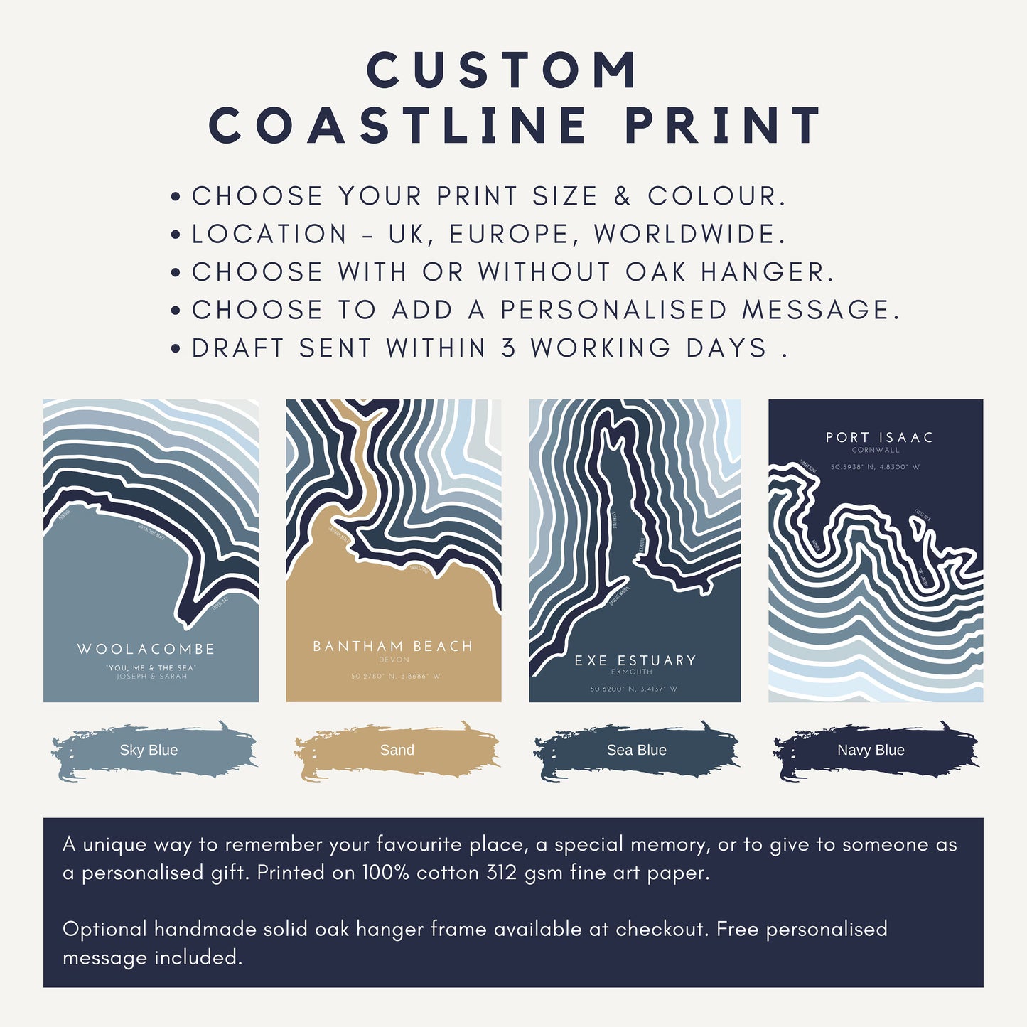 Custom Coastline Print - Choose Your Location