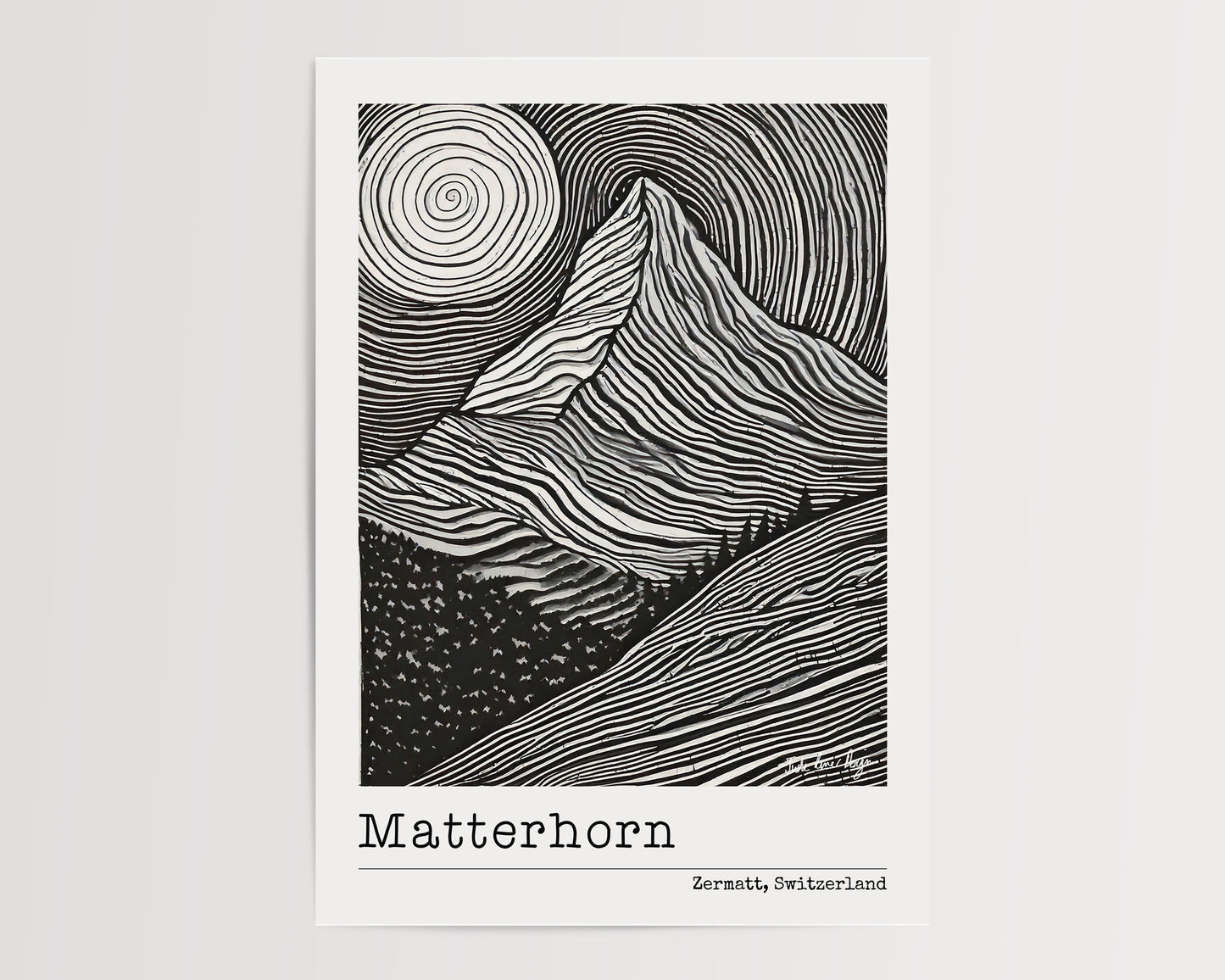 Matterhorn Lino Print