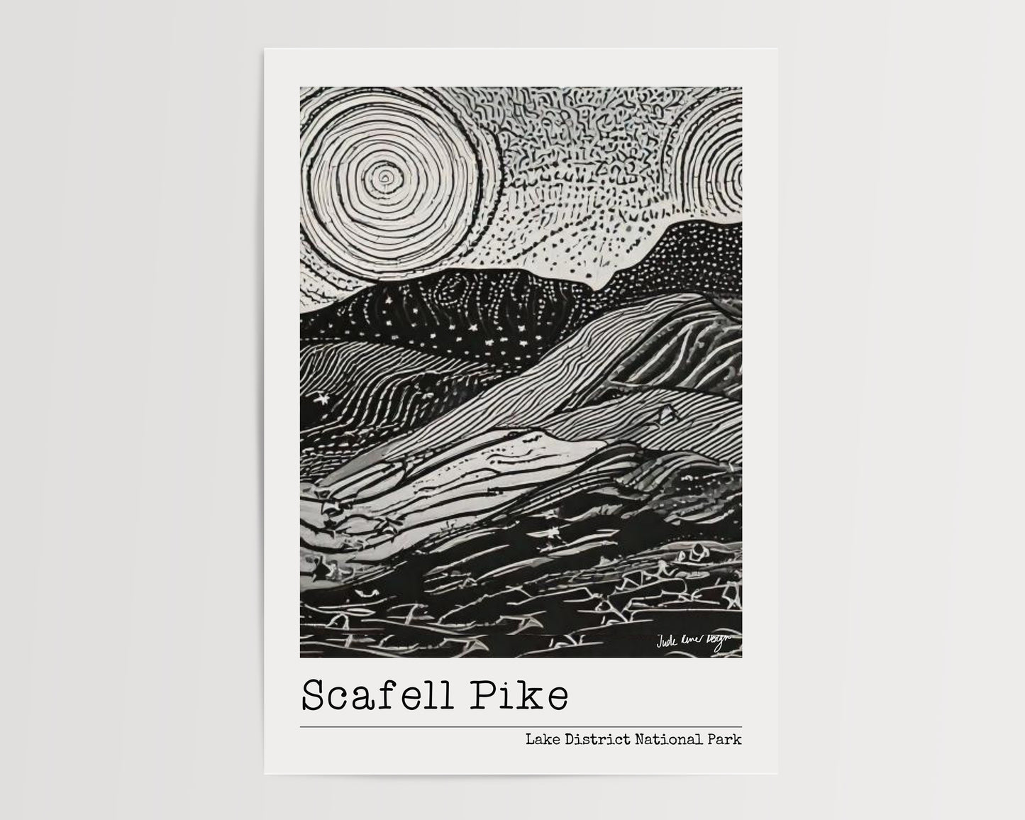 Scafell Pike Lino Print