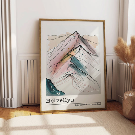 Helvellyn Line Art Sketch