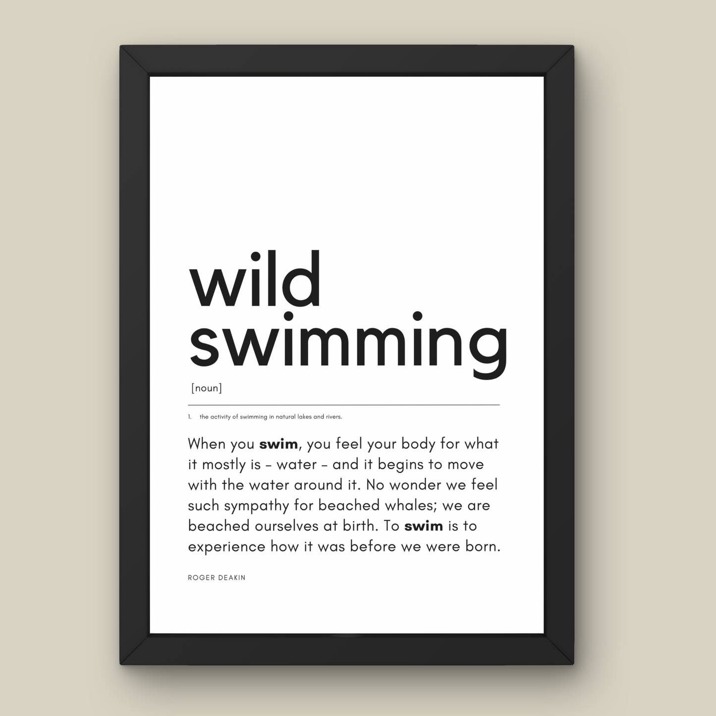 Wild Swimming Definition Print