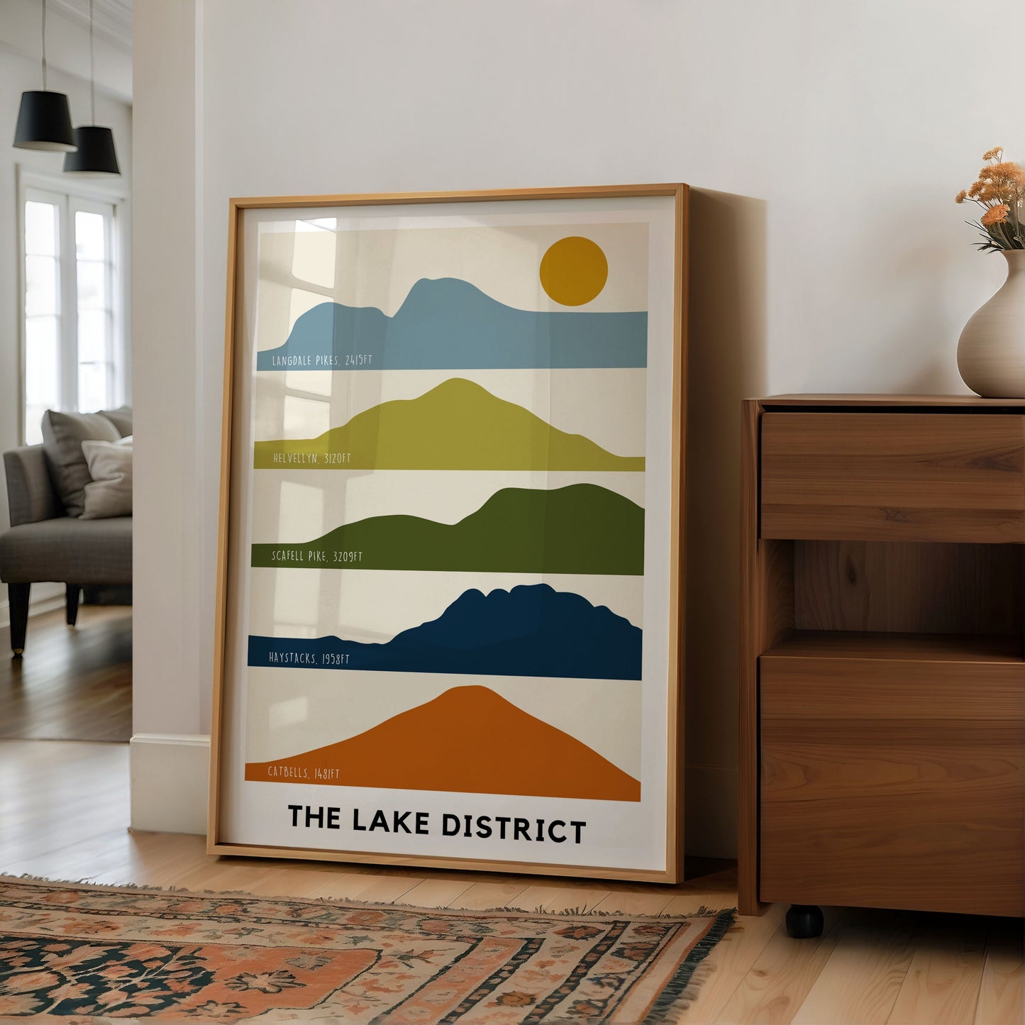 Lake District Print, Lake District Silhouette National Park Print