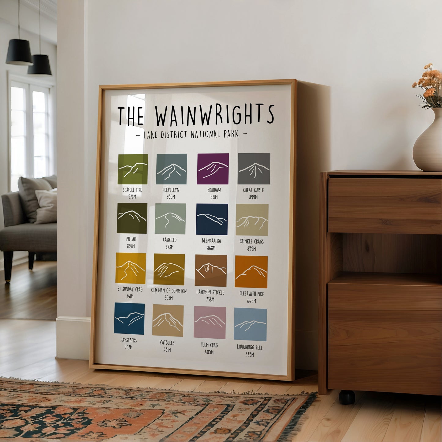 Lake District Wainwrights Print: Minimalist Mountain Line Art