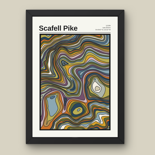 Scafell Pike Mountain Contour Print