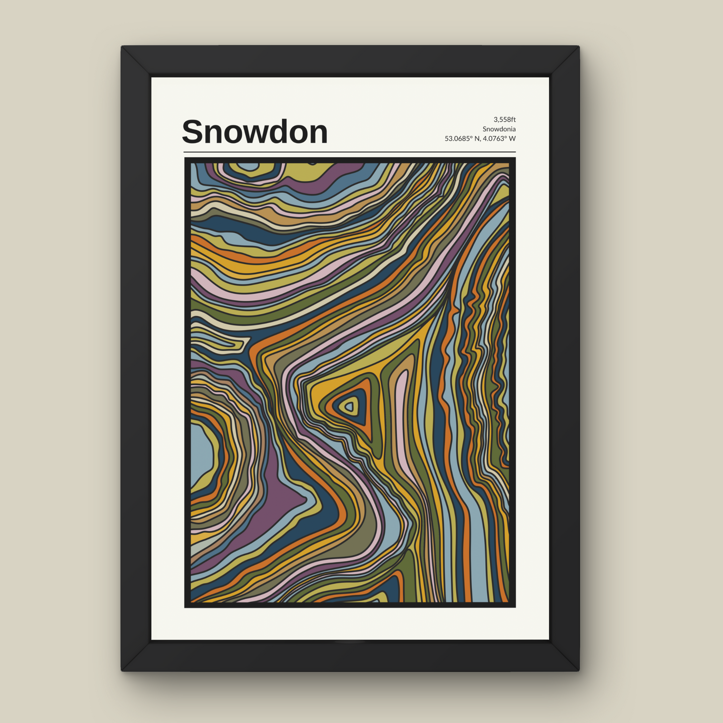 Snowdon Mountain Contour Print