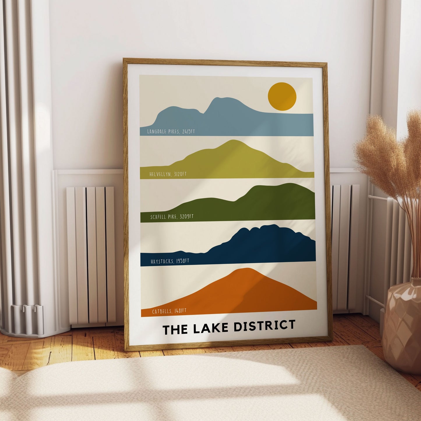 Lake District Print, Lake District Silhouette National Park Print