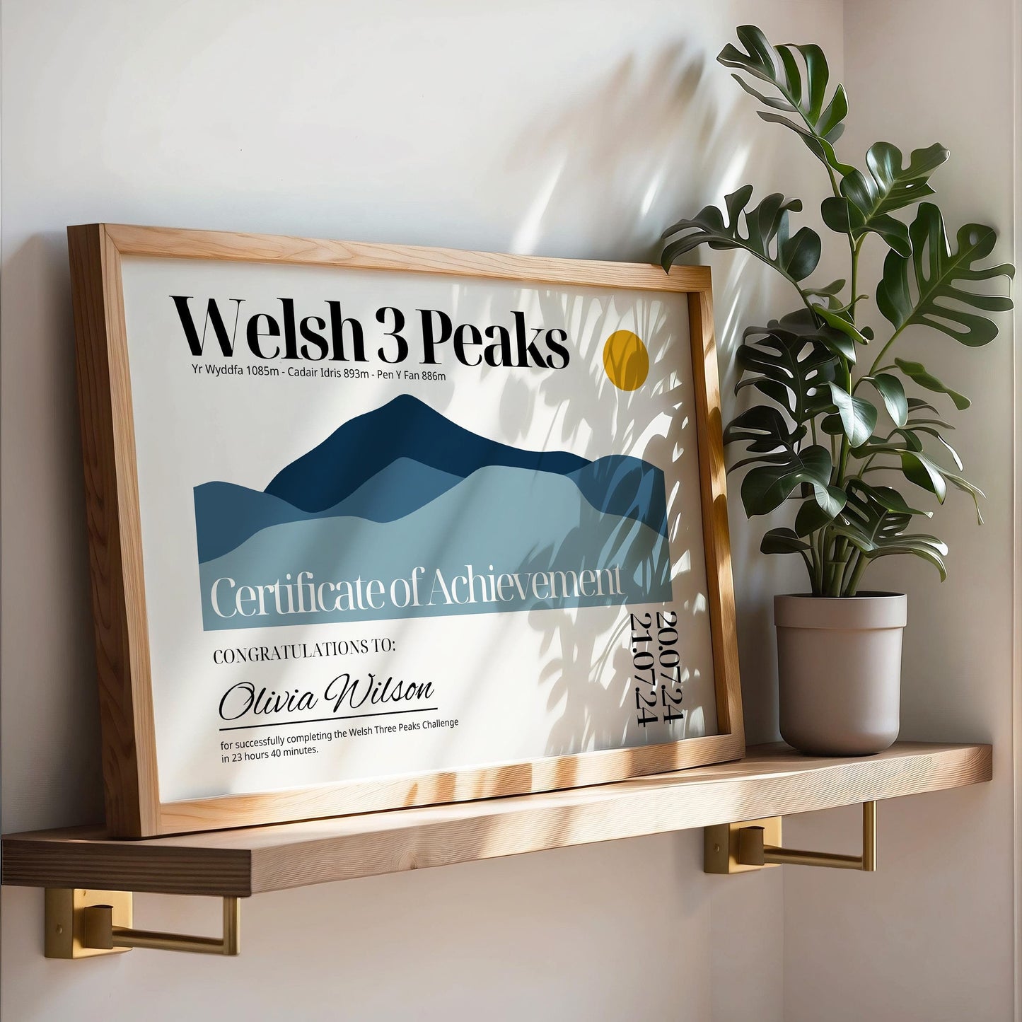 Welsh Three Peaks Challenge Certificate - Welsh 3 Peaks Challenge Certificate - Digital or Print -  Yr Wyddfa, Cadair Idris & Pen Y Fan