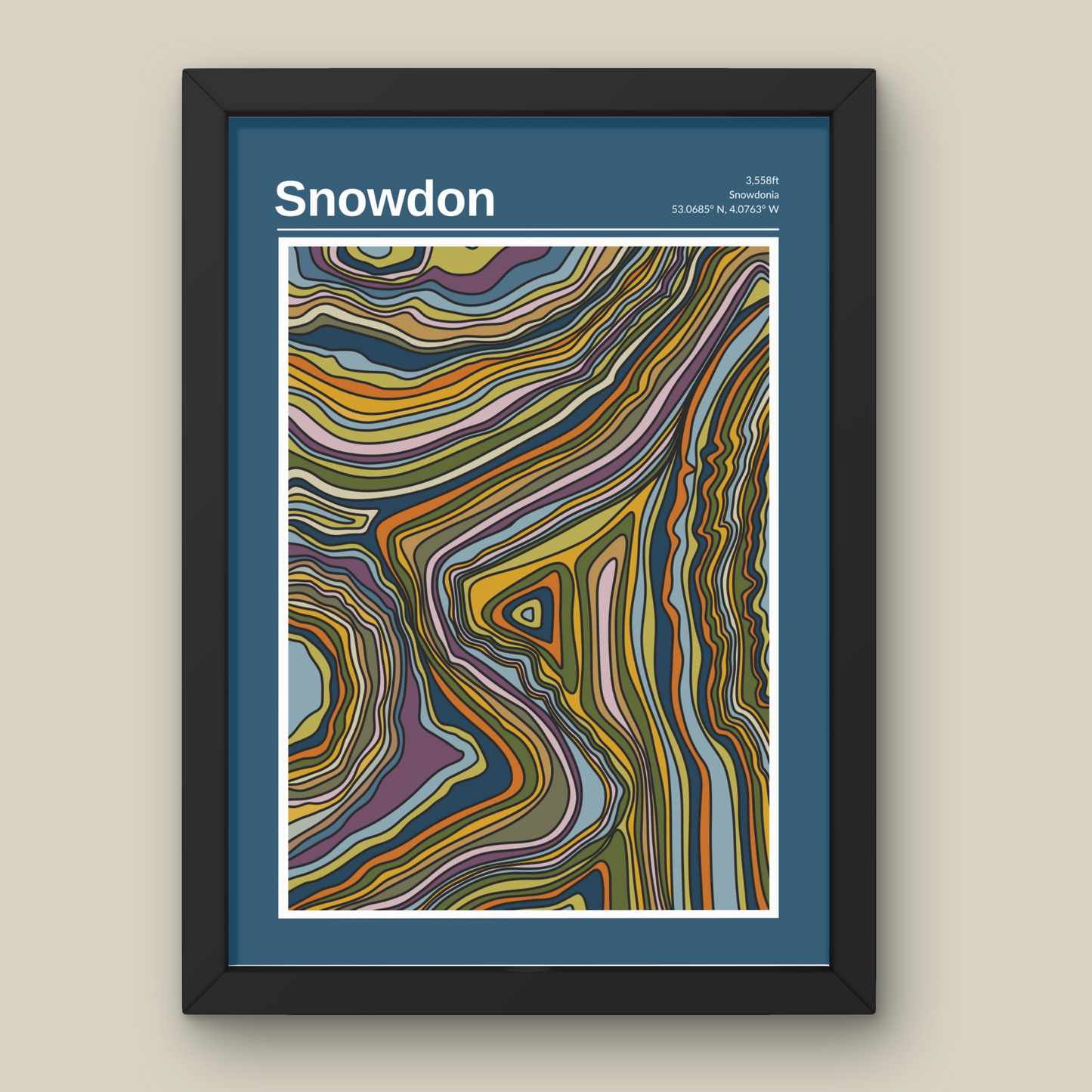 Snowdon Mountain Contour Print