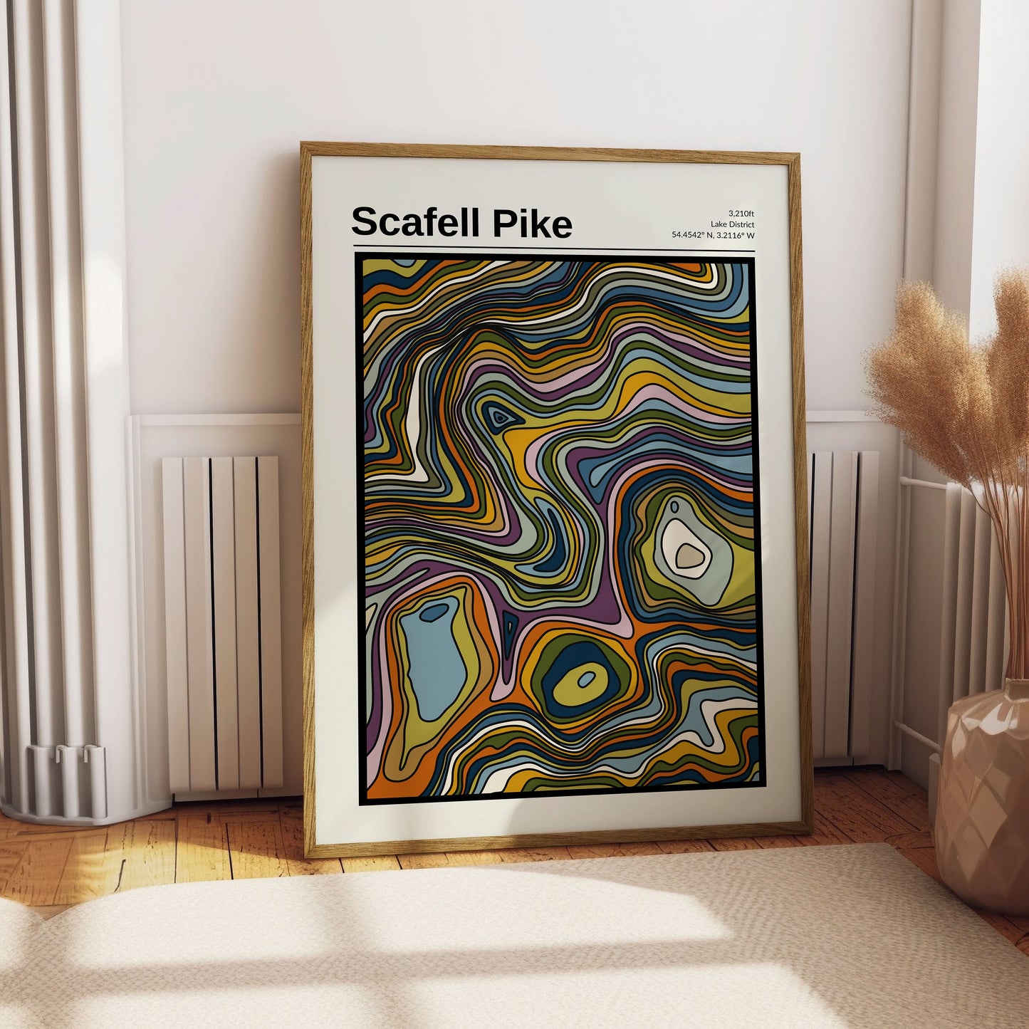 Scafell Pike Contour Print, Scafell Print