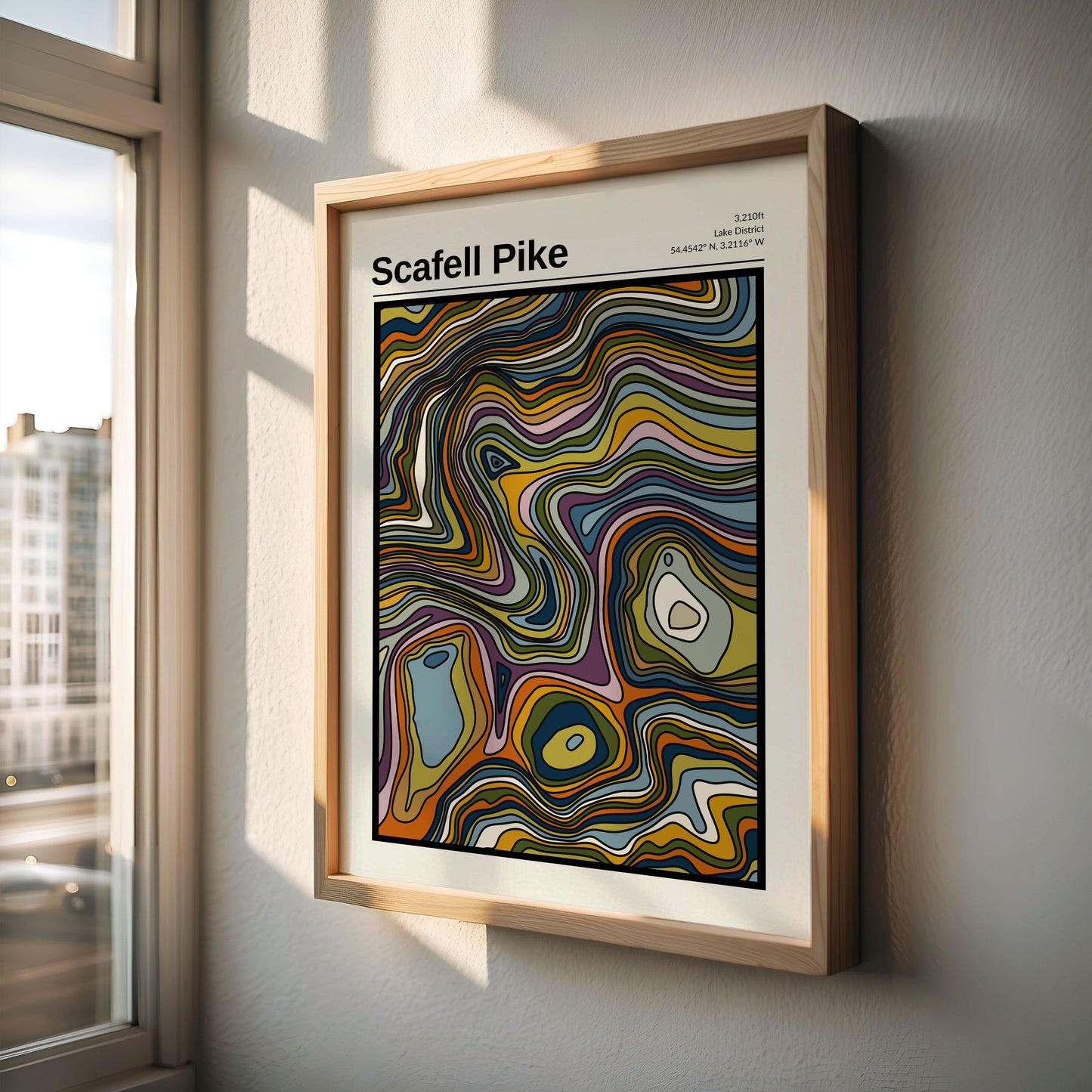 Scafell Pike Contour Print, Scafell Print