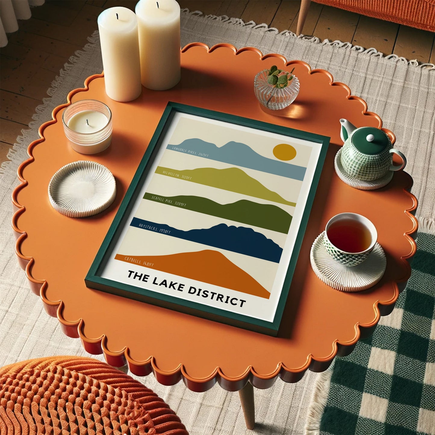 Lake District Print, Lake District Silhouette National Park Print