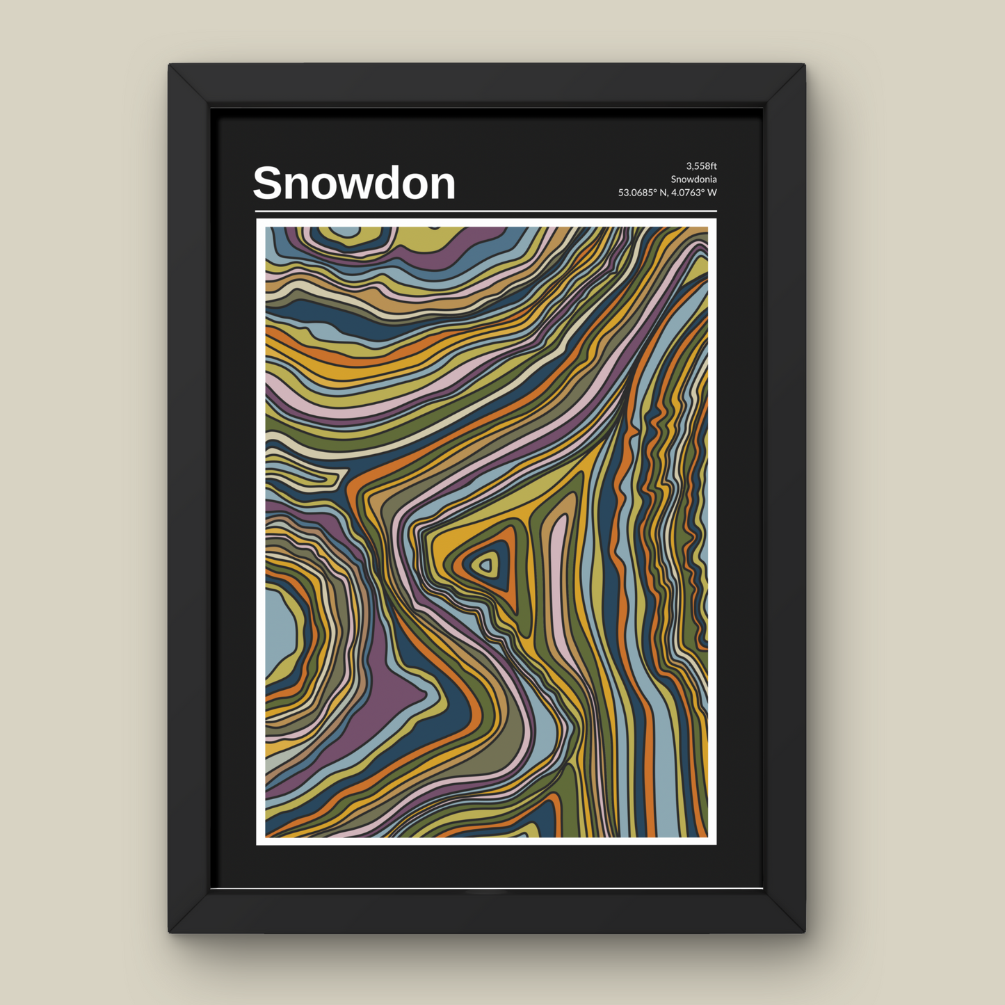 Snowdon Mountain Contour Print