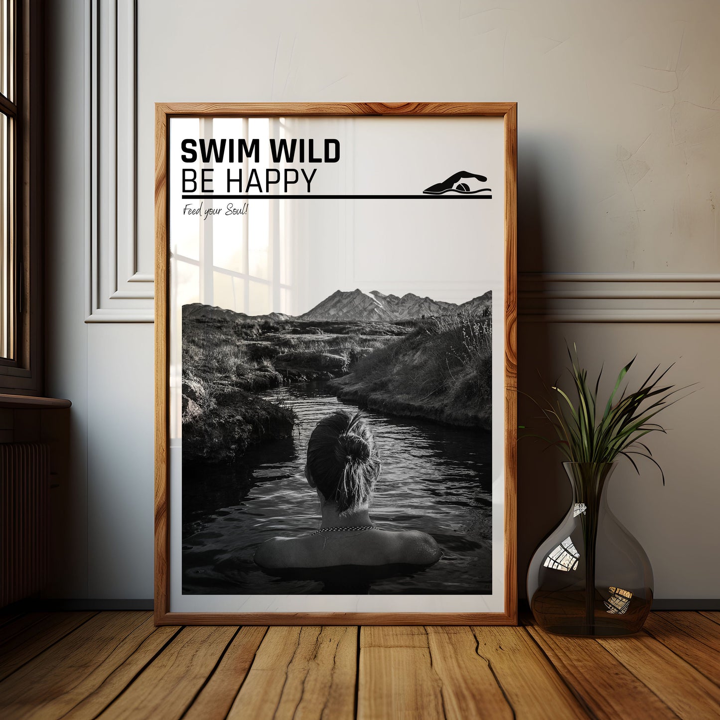 Wild Swimming Print - Be Happy Print - Open Water Swimming Print