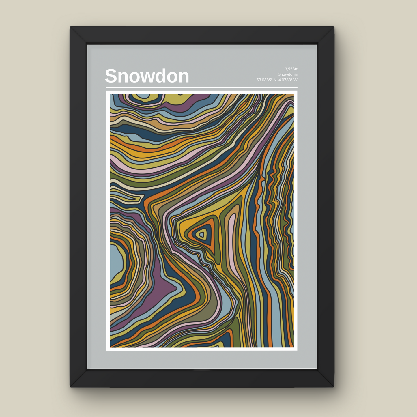 Snowdon Mountain Contour Print