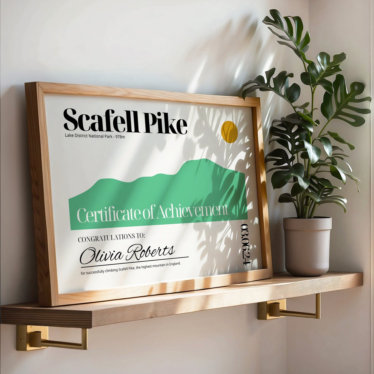 Scafell Pike Certificate - Scafell Pike Certificate Personalised - Lake District National Park