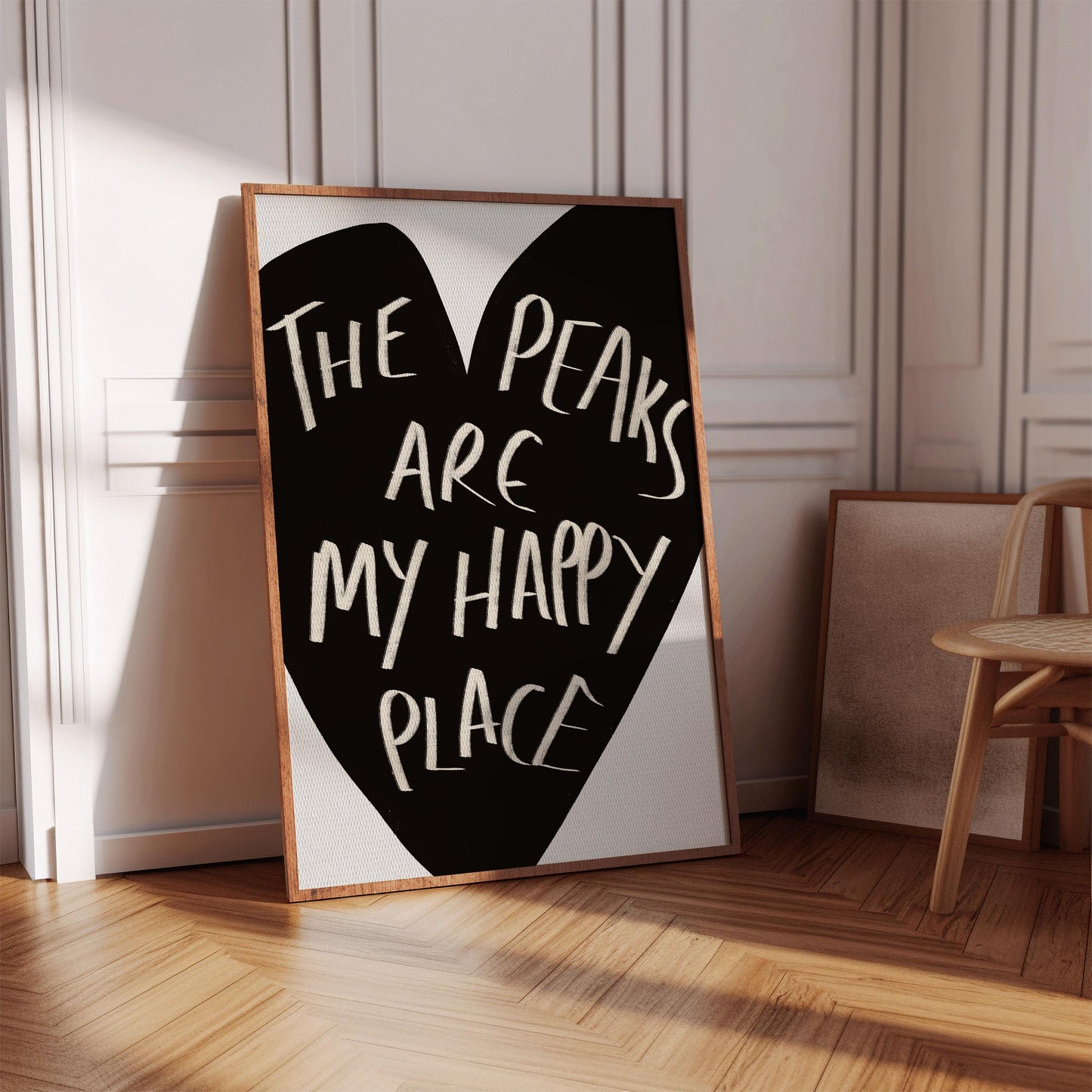 Peak District Quote - Peak District Typography - The Peaks are my Happy Place Print - Hand Drawn Art Print - Unique Peak District Poster