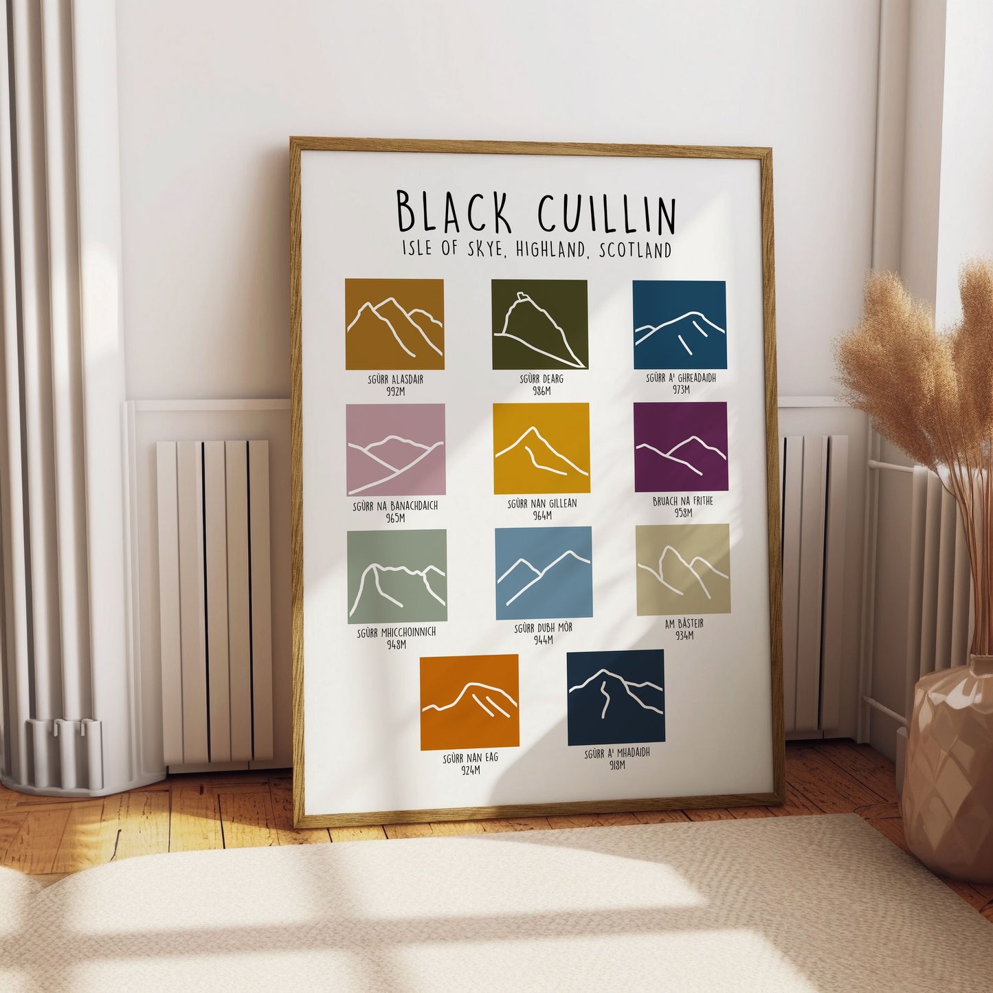 The Black Cuillin - Isle of Skye Print - Scottish Mountain Print - Hand Illustrated Mountain Line Art