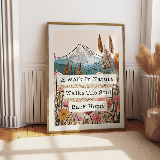 Nature Retro Typography Print - Wildflowers, Pretty