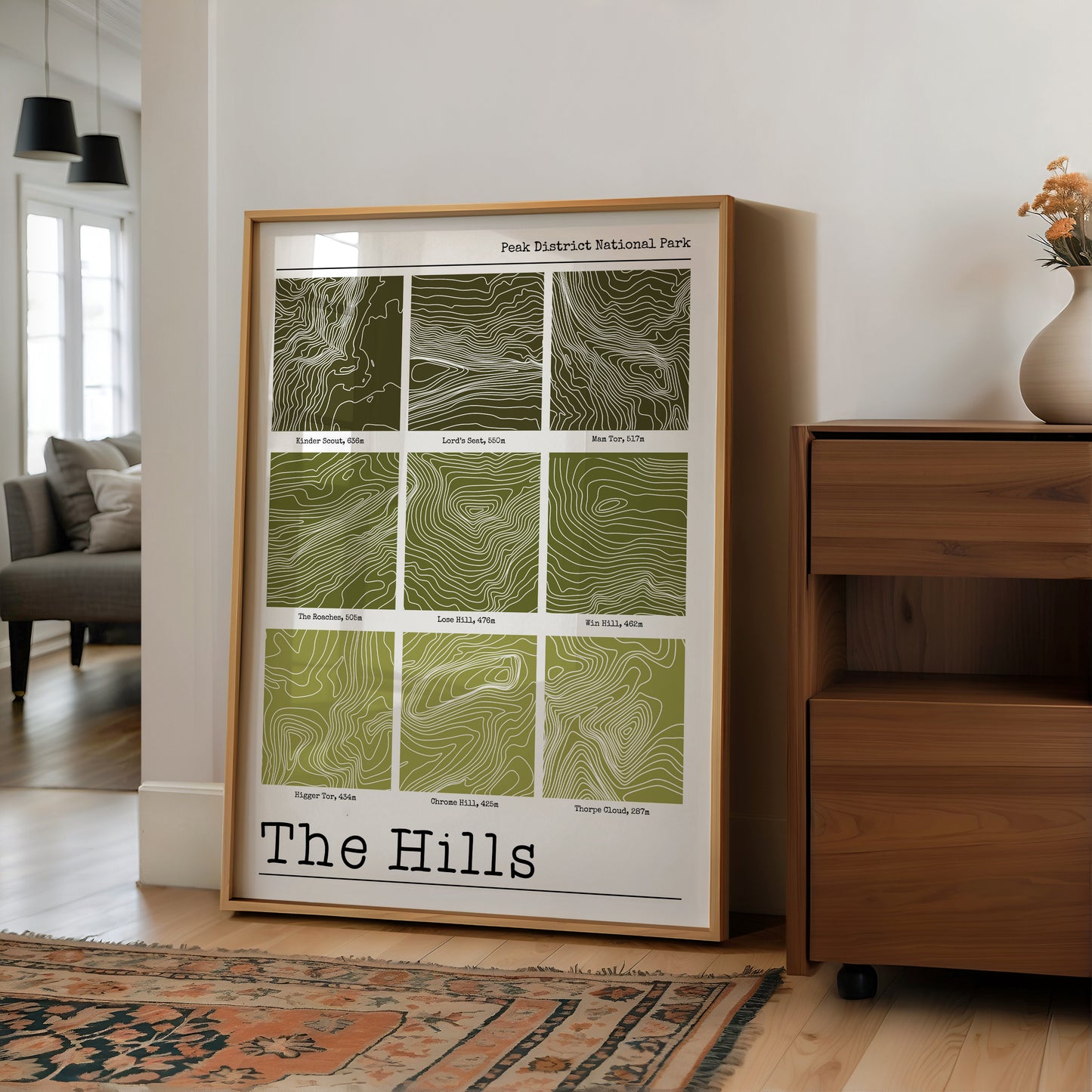 The Hills of the Peak District - Contour Print