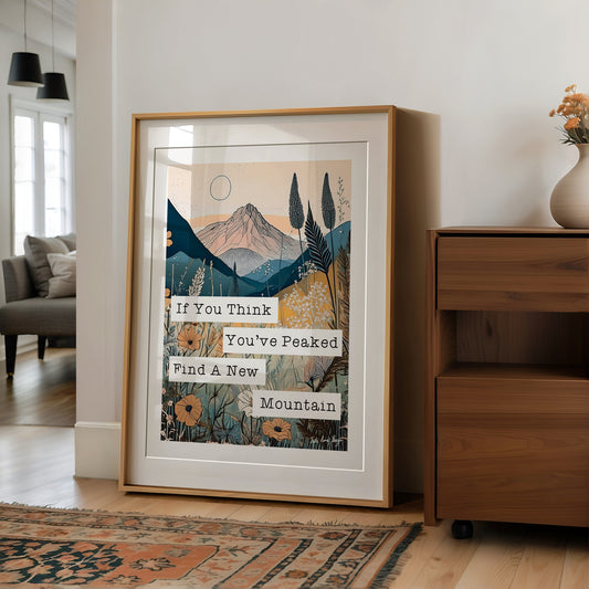 Mountain Typography Print - Wildflowers, Pretty