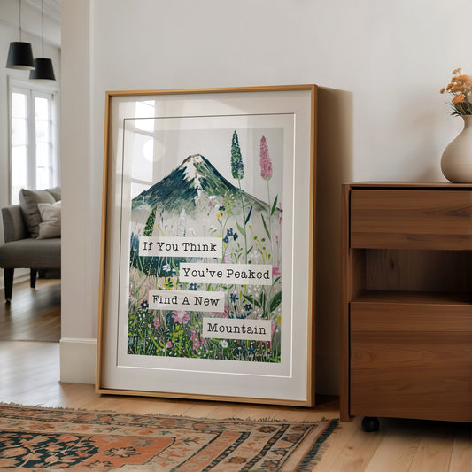 Mountain Typography Print - Wildflowers, Pretty, Cottagecore